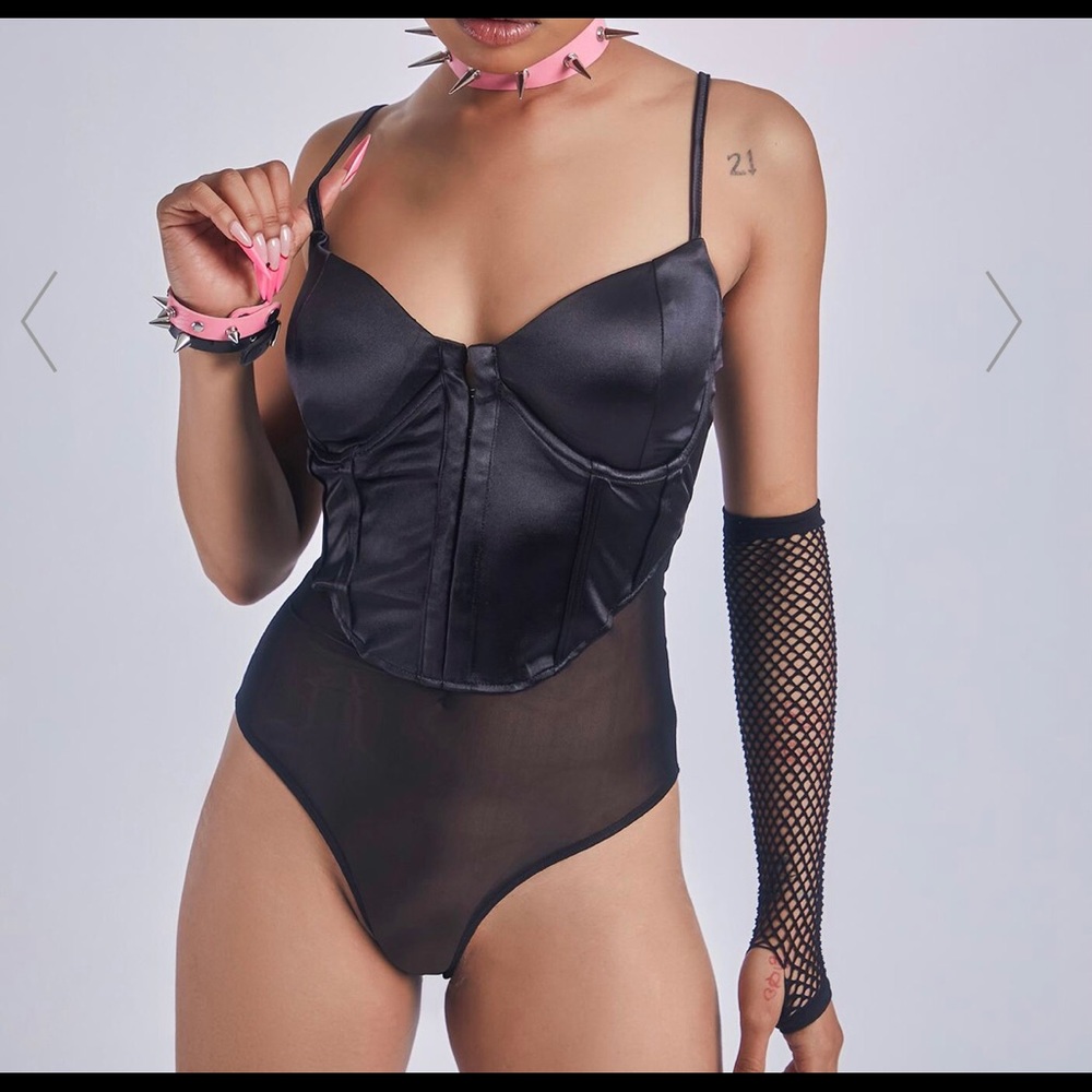 Dolls kill satin & mesh bodysuit Black S